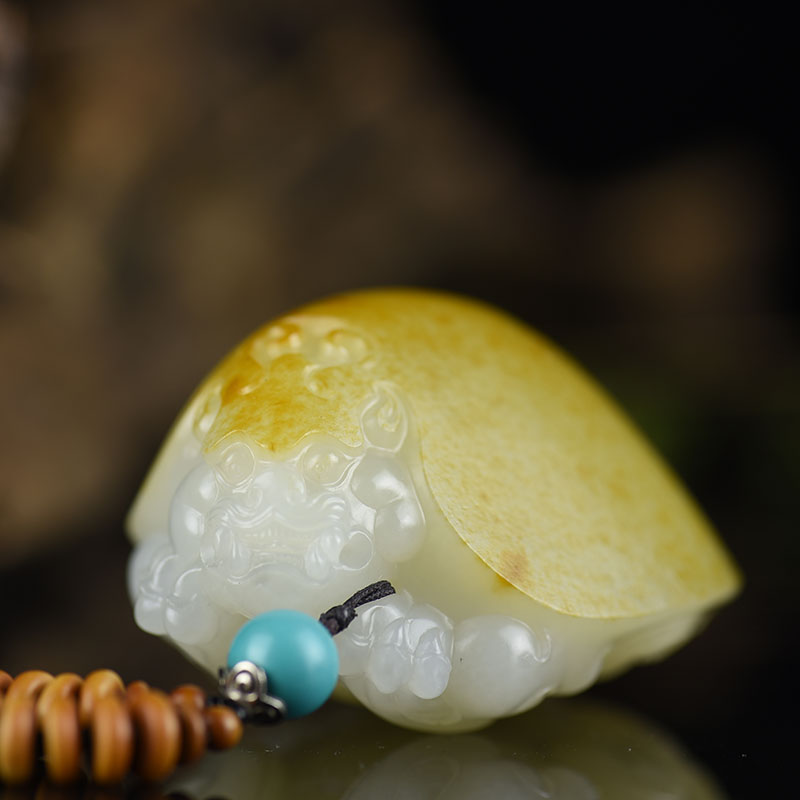 新疆和田玉龙龟手把件-红掌柜