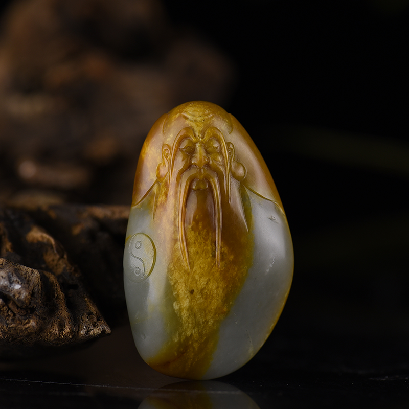 籽料和田青白玉寿星吊坠-红掌柜