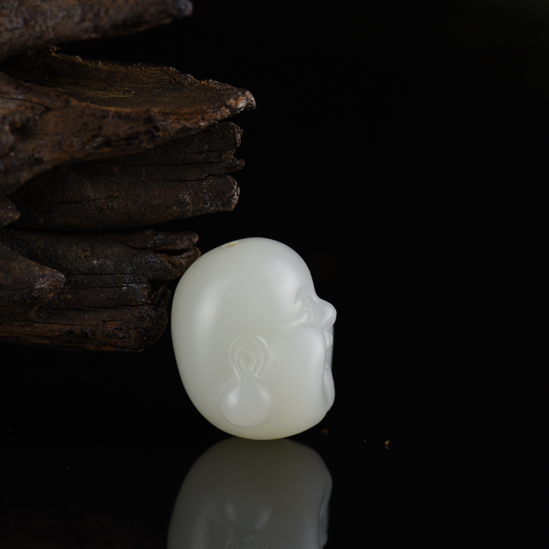 和田白玉弥勒佛头-红掌柜