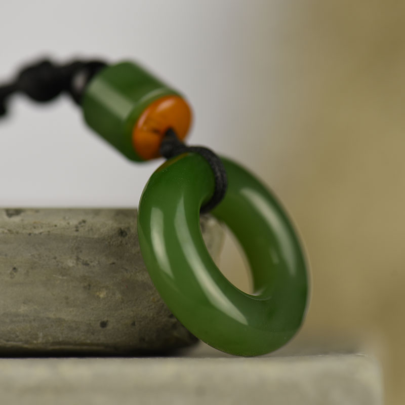 山料和田碧玉平安环吊坠-红掌柜