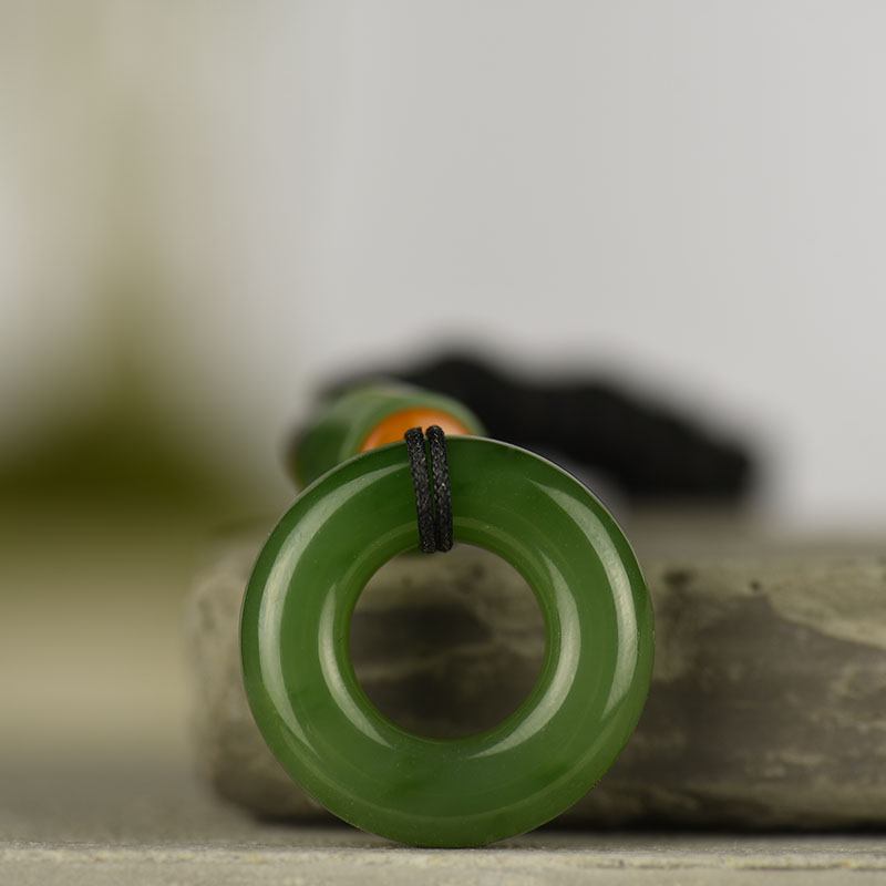 天然俄罗斯和田碧玉平安环吊坠-红掌柜