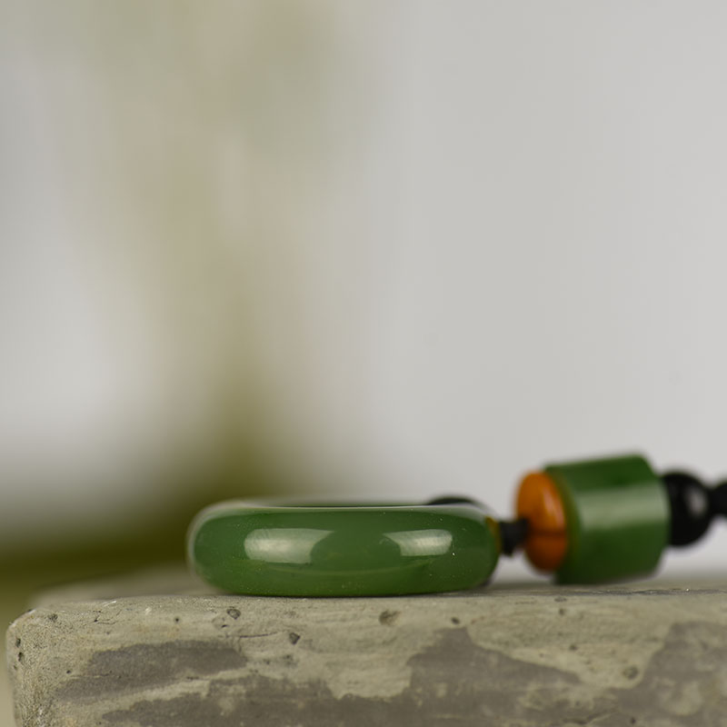 天然山料和田碧玉平安环吊坠-红掌柜