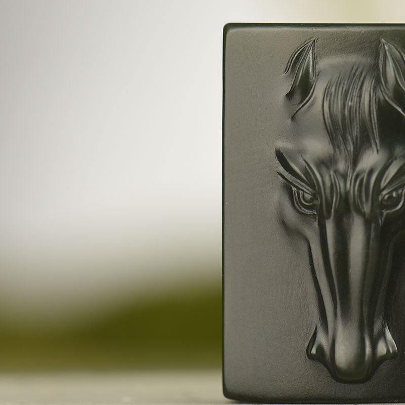 天然青海山料和田碧玉午马吊坠-红掌柜