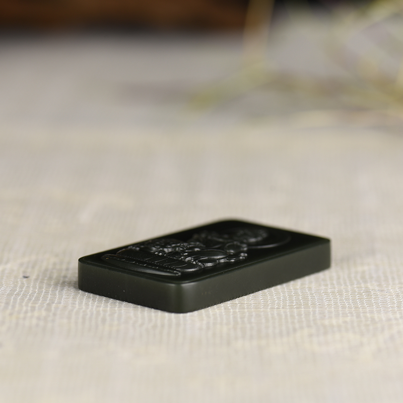 天然和田碧玉普贤菩萨吊坠-红掌柜