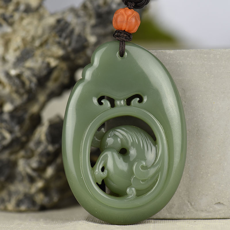 和田碧玉手把件-红掌柜