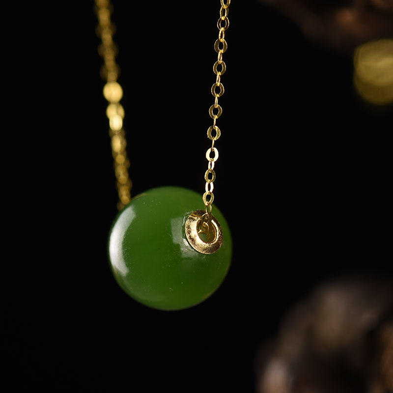 和田碧玉圆珠项链-红掌柜