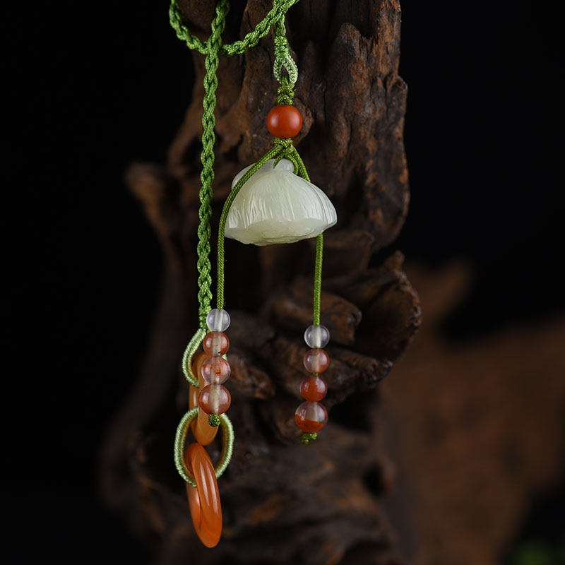 新疆天然和田青白玉多子多福挂饰-红掌柜