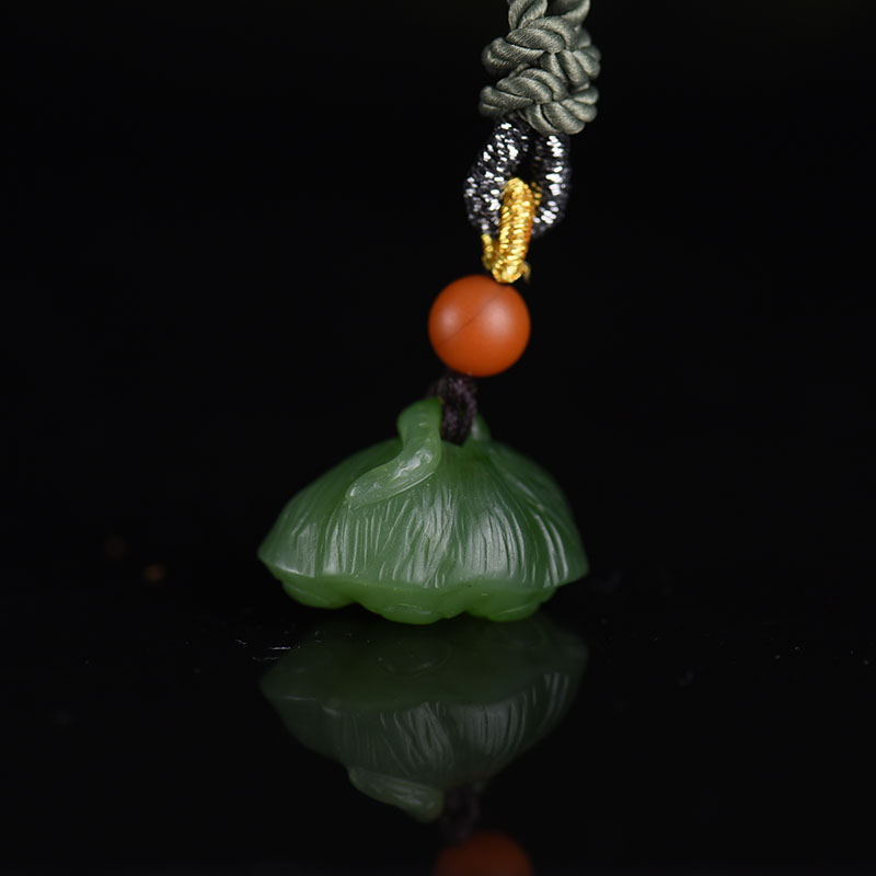 俄料天然山料和田玉莲蓬吊坠-红掌柜
