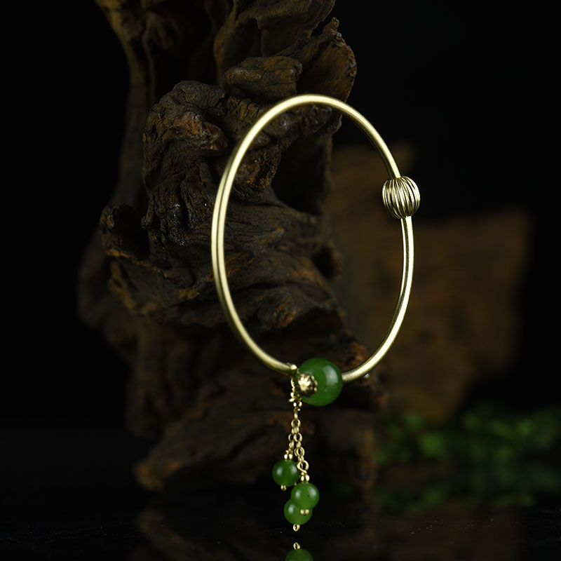 俄料天然和田碧玉手镯-红掌柜