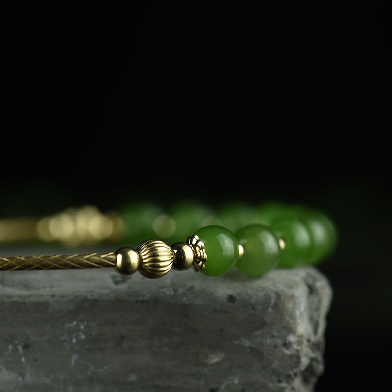 俄料天然和田碧玉手镯-红掌柜