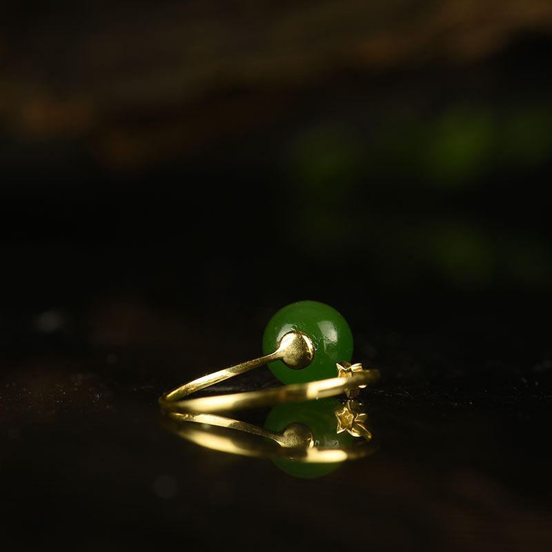 18k金镶和田碧玉套装-红掌柜