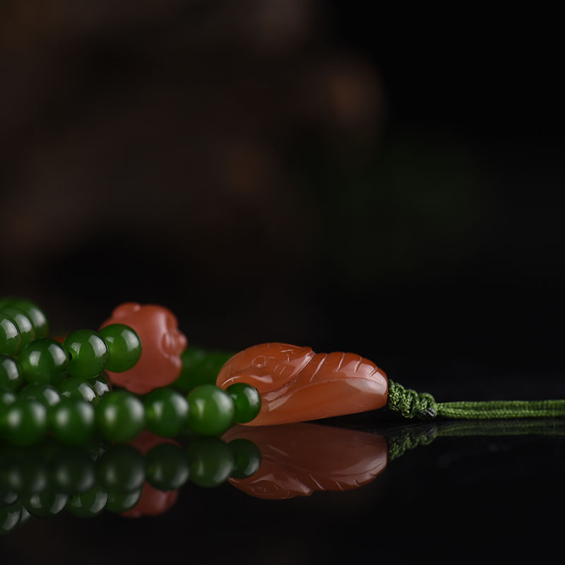 山料和田碧玉多圈手串-红掌柜