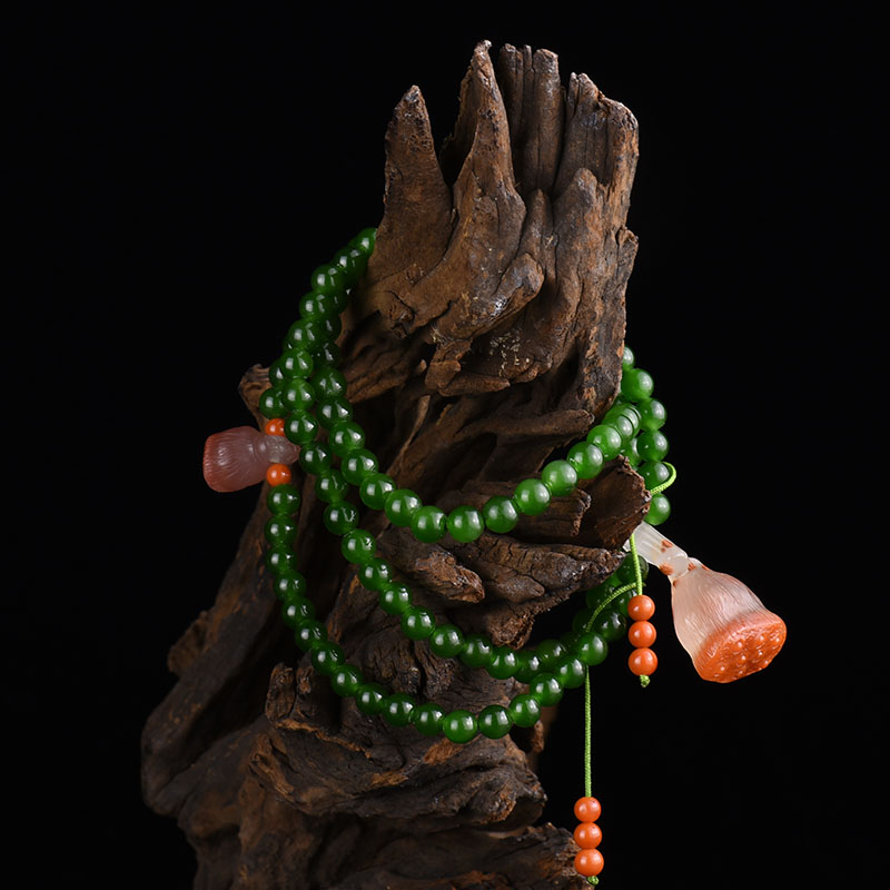 天然和田碧玉多圈手串-红掌柜