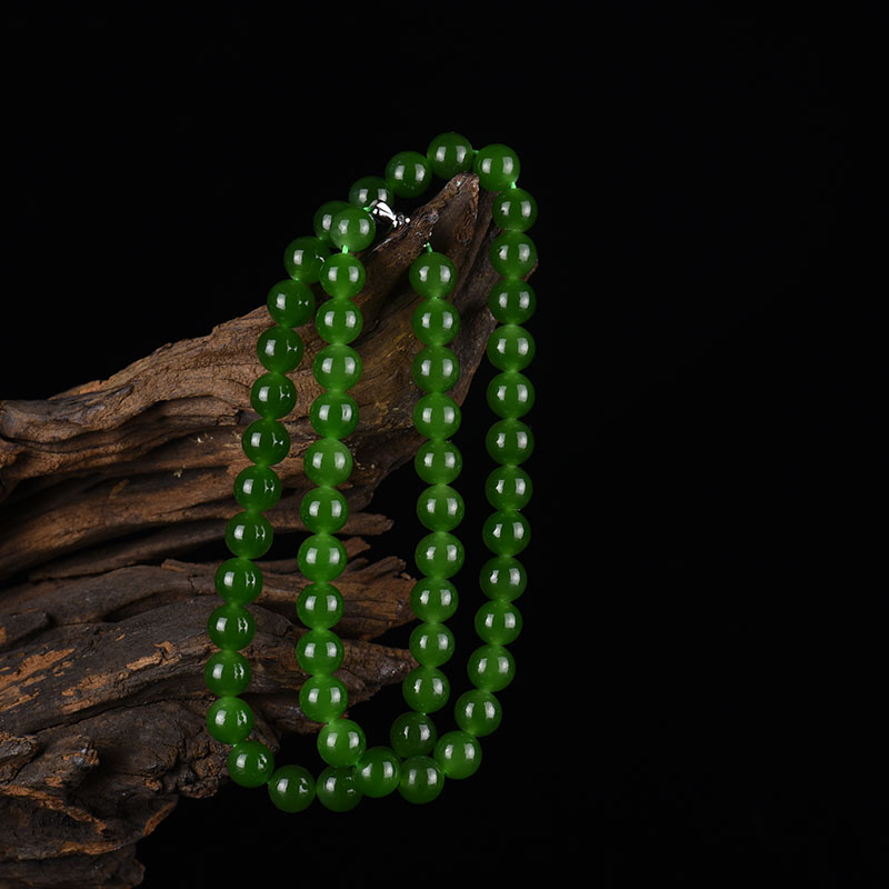 和田碧玉圆珠项链-红掌柜