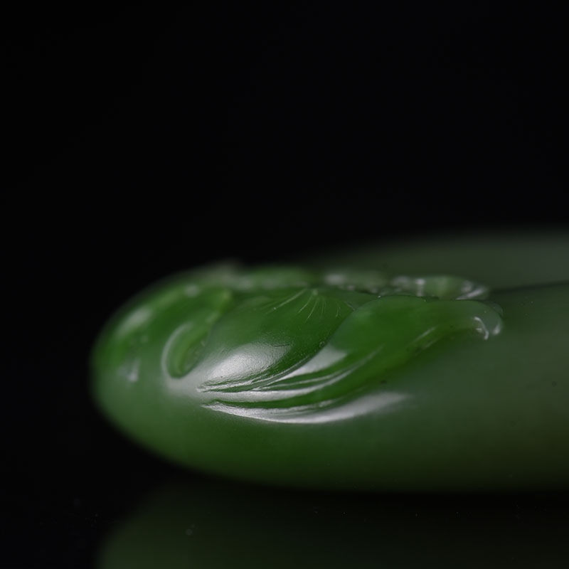 山料和田碧玉平安扣吊坠-红掌柜