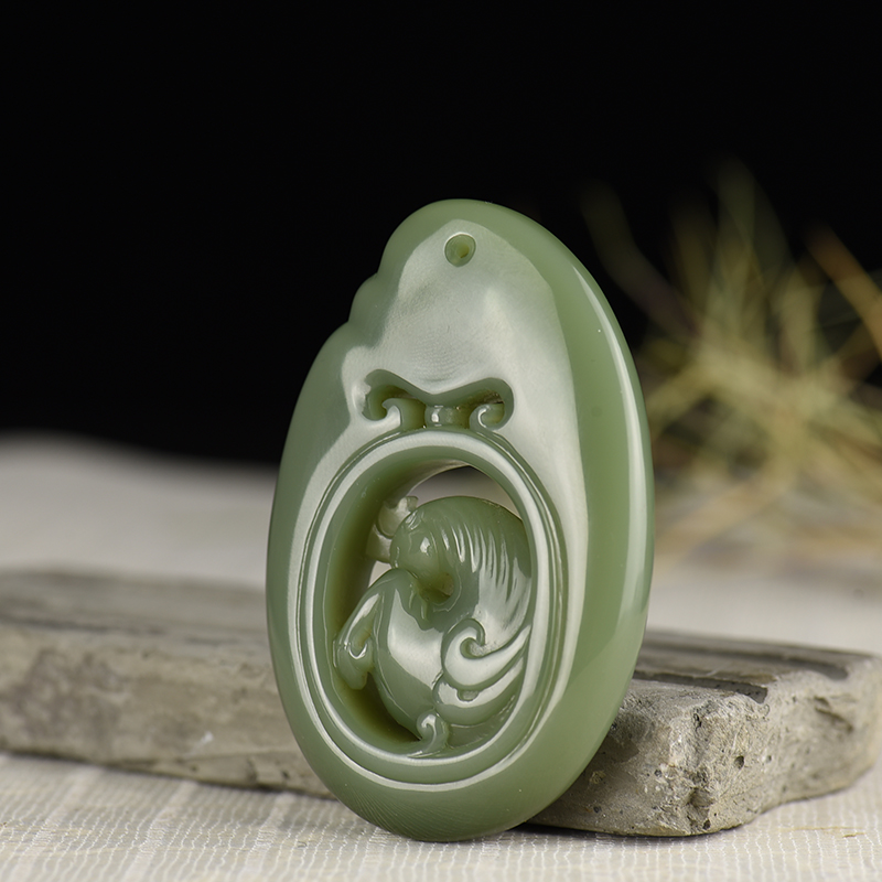 山料和田玉马上有福吊坠-红掌柜