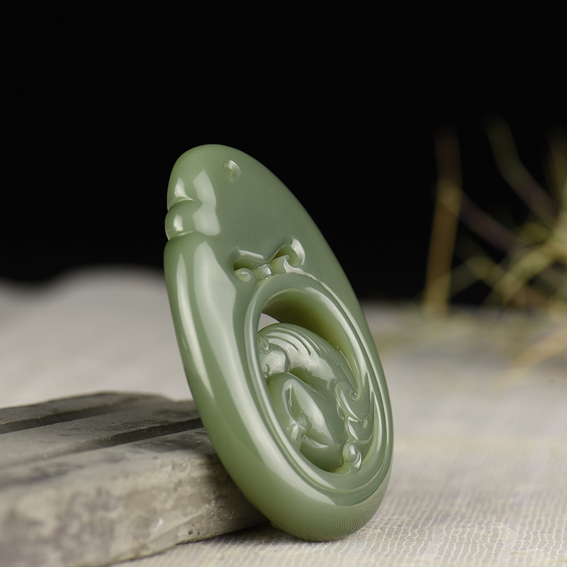 天然和田玉马上有福吊坠-红掌柜