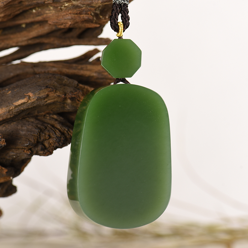 和田碧玉无事牌吊坠-红掌柜