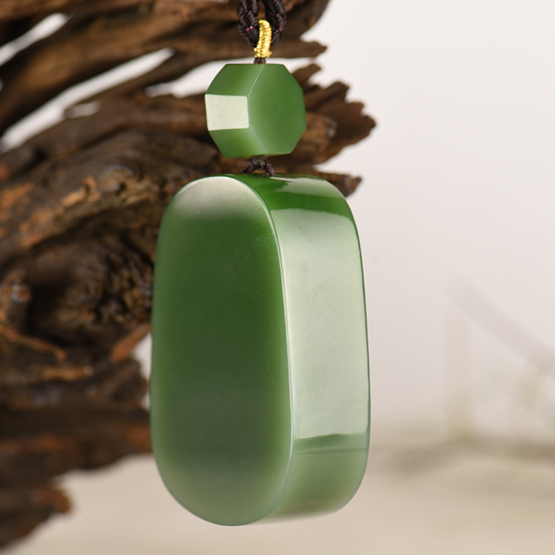 天然和田碧玉无事牌吊坠-红掌柜