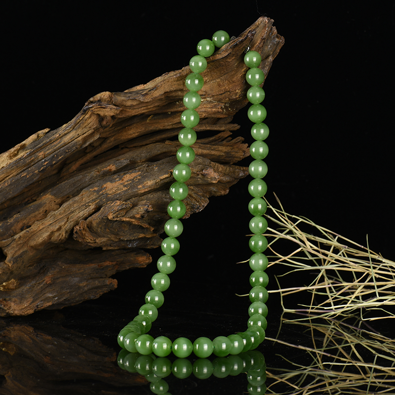 俄料天然山料和田碧玉猫眼项链-红掌柜