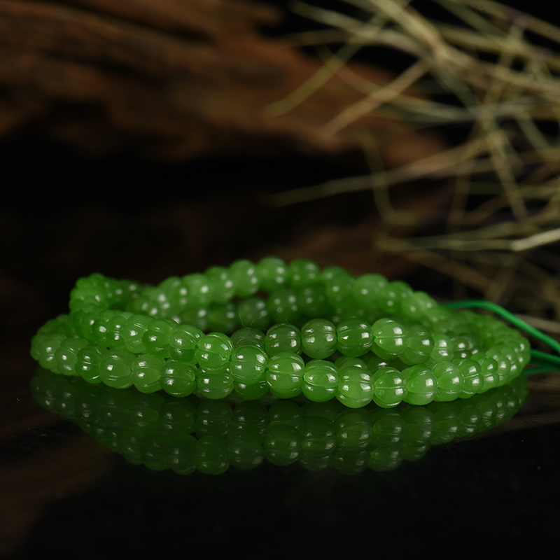 和田碧玉南瓜珠项链-红掌柜