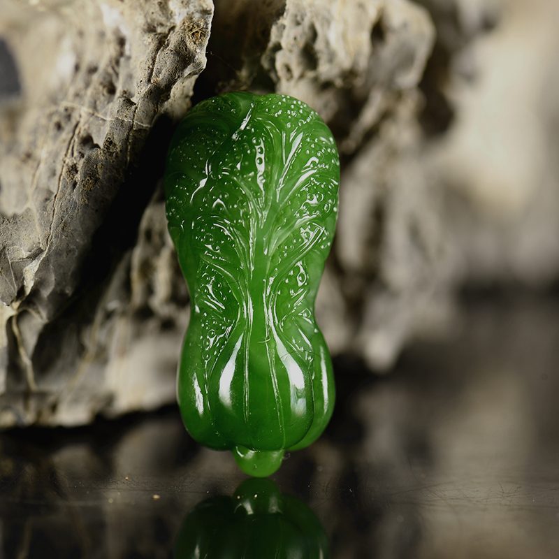 天然俄料和田白玉摆财吊坠-红掌柜