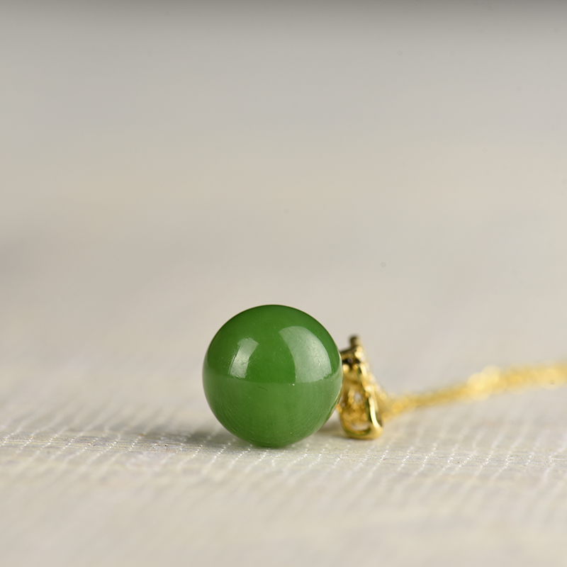 18K金山料和田碧玉项链-红掌柜