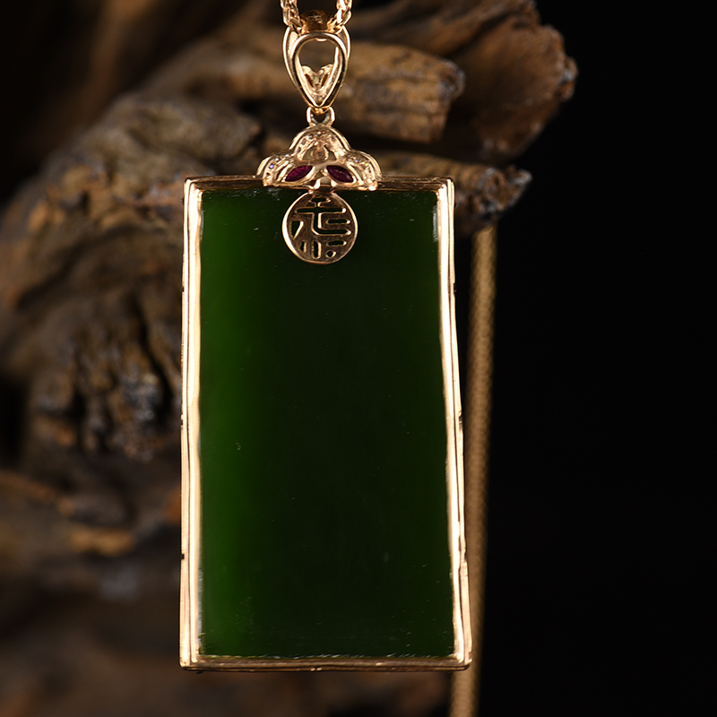 山料和田碧玉无事牌-红掌柜