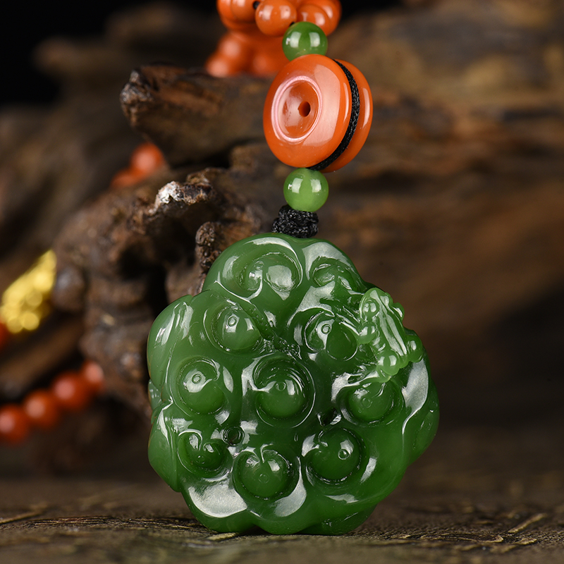 山料和田碧玉佳偶天成项链-红掌柜