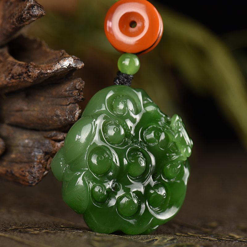 和田碧玉佳偶天成项链-红掌柜