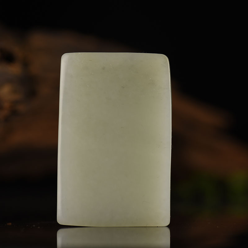 新疆天然和田青白玉喜事临门吊坠-红掌柜