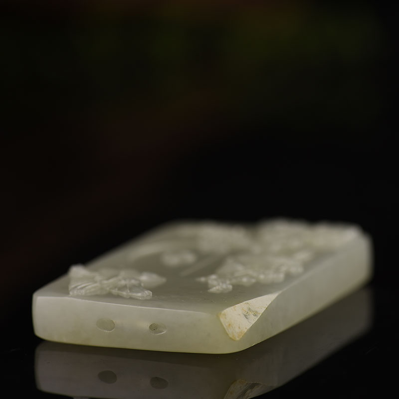 和田青白玉喜事临门吊坠-红掌柜