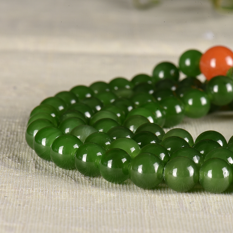 和田碧玉圆珠108佛珠-红掌柜