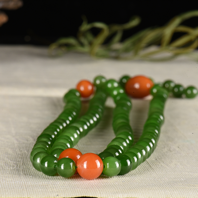 和田碧玉108佛珠-红掌柜