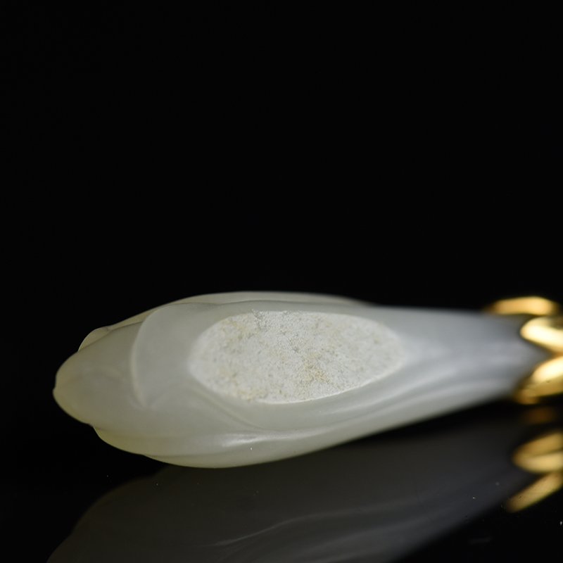 籽料和田白玉玉兰花吊坠-红掌柜