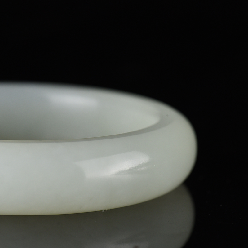 天然山流水料和田白玉扁镯-红掌柜