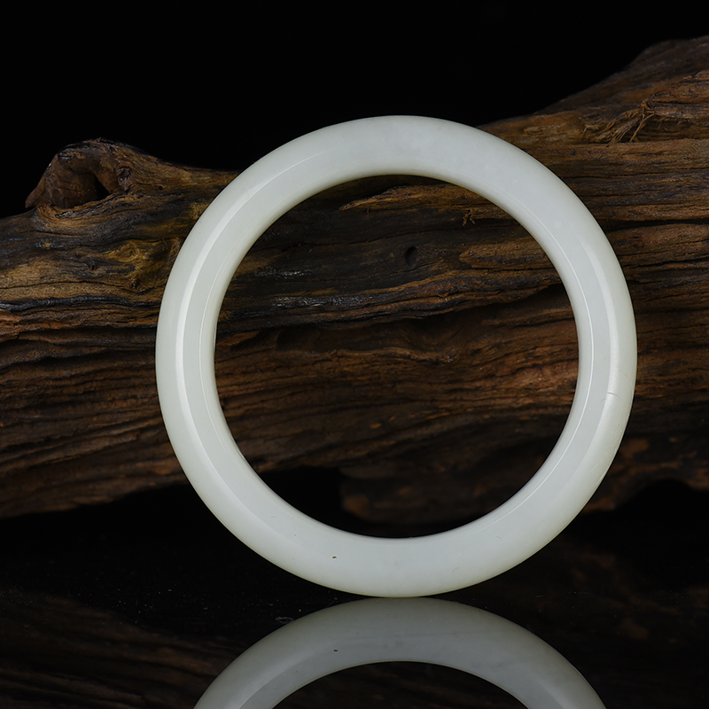 新疆天然和田白玉扁镯-红掌柜