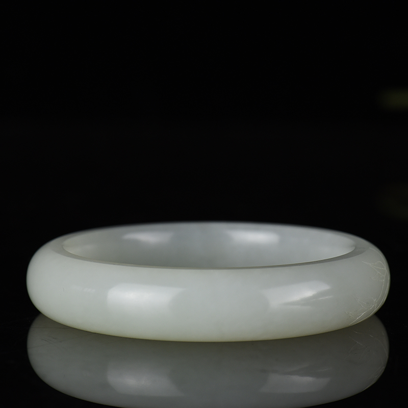 山流水料和田白玉扁镯-红掌柜