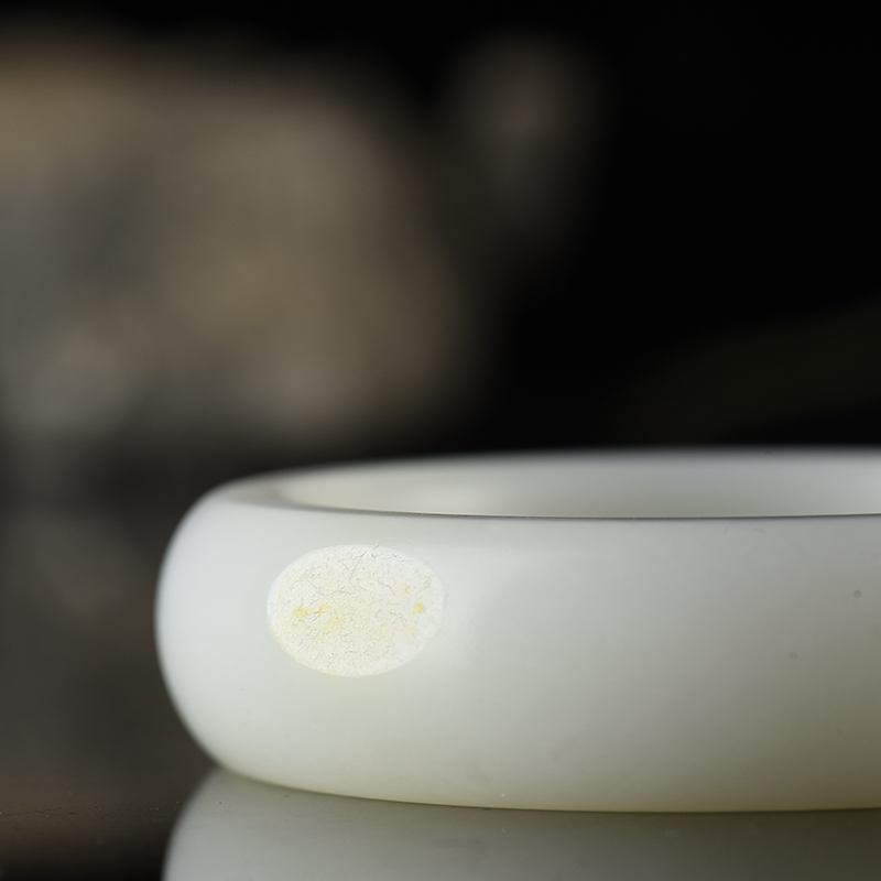 新疆山料和田羊脂白玉扁镯-红掌柜