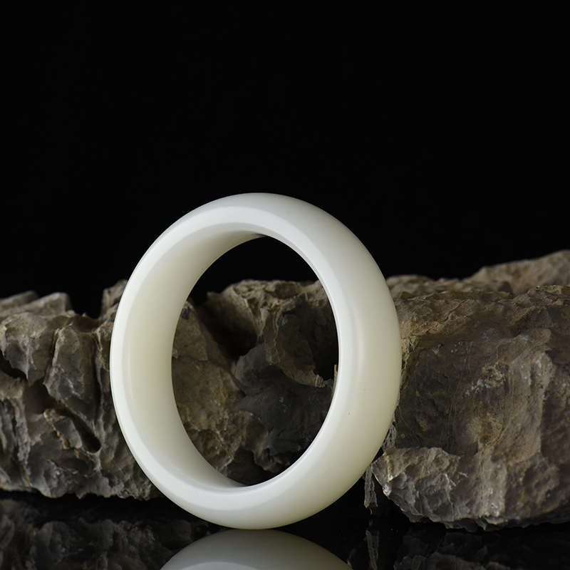 新疆天然山料和田白玉扁镯-红掌柜