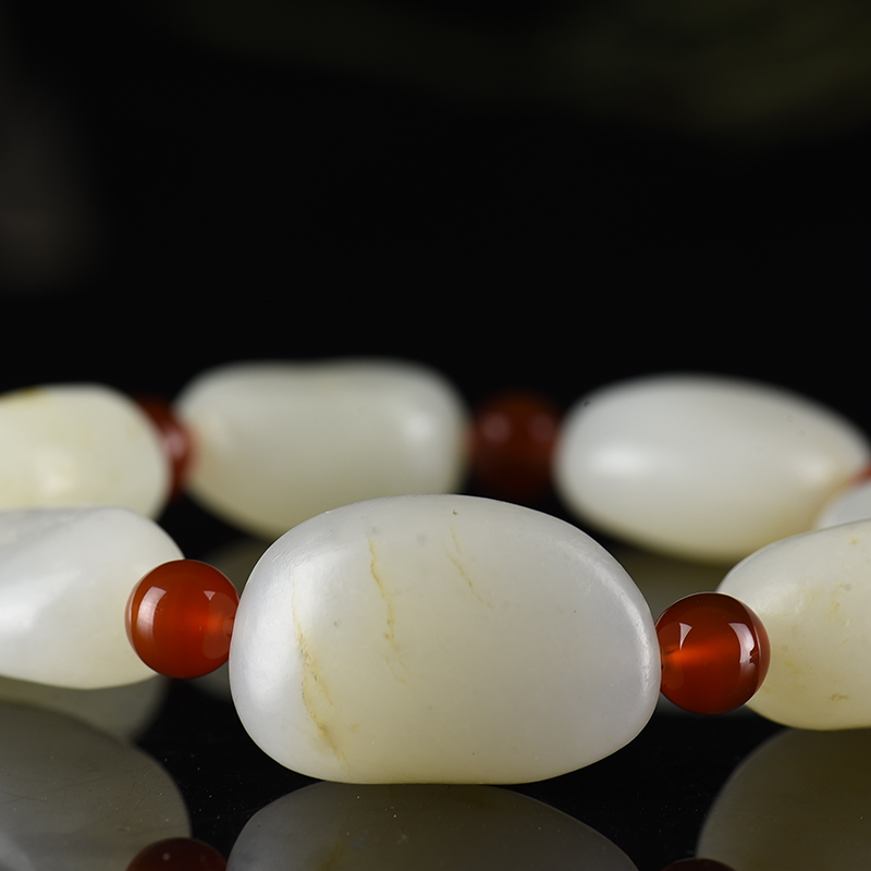 籽料和田白玉原石手串-红掌柜