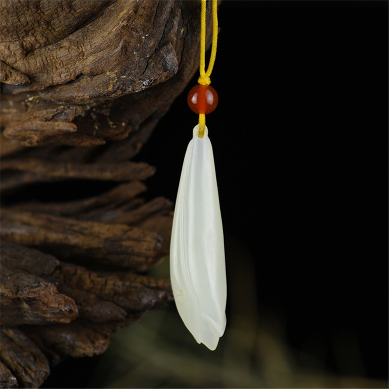 和田白玉玉兰花吊坠-红掌柜