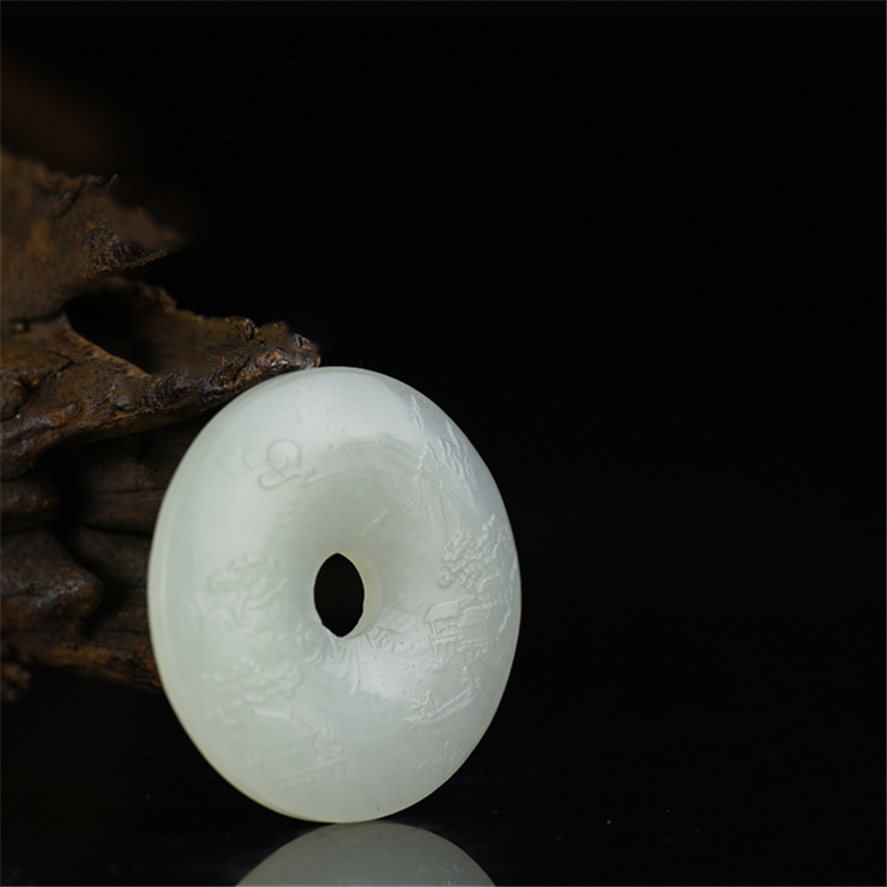 和田白玉平安扣吊坠-红掌柜