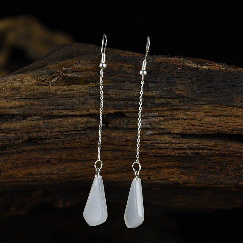 山料和田白玉随形耳坠-红掌柜