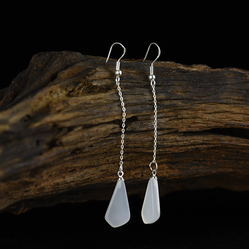 和田白玉随形耳坠-红掌柜