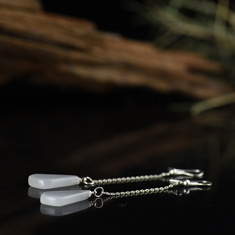 山料和田白玉耳坠-红掌柜