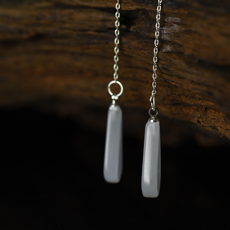 新疆和田白玉随形耳坠-红掌柜