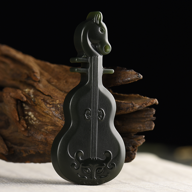 天然山料和田青玉马头琴吊坠-红掌柜