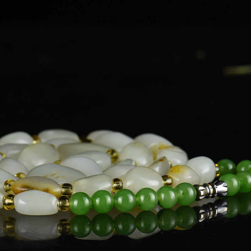 天然籽料和田白玉原石项链-红掌柜