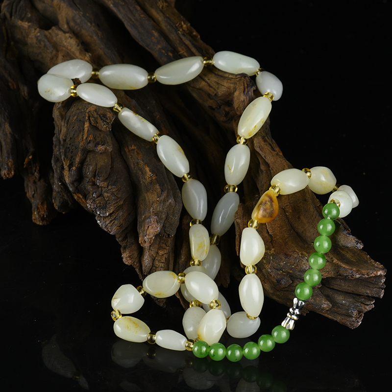 新疆天然和田白玉原石项链-红掌柜